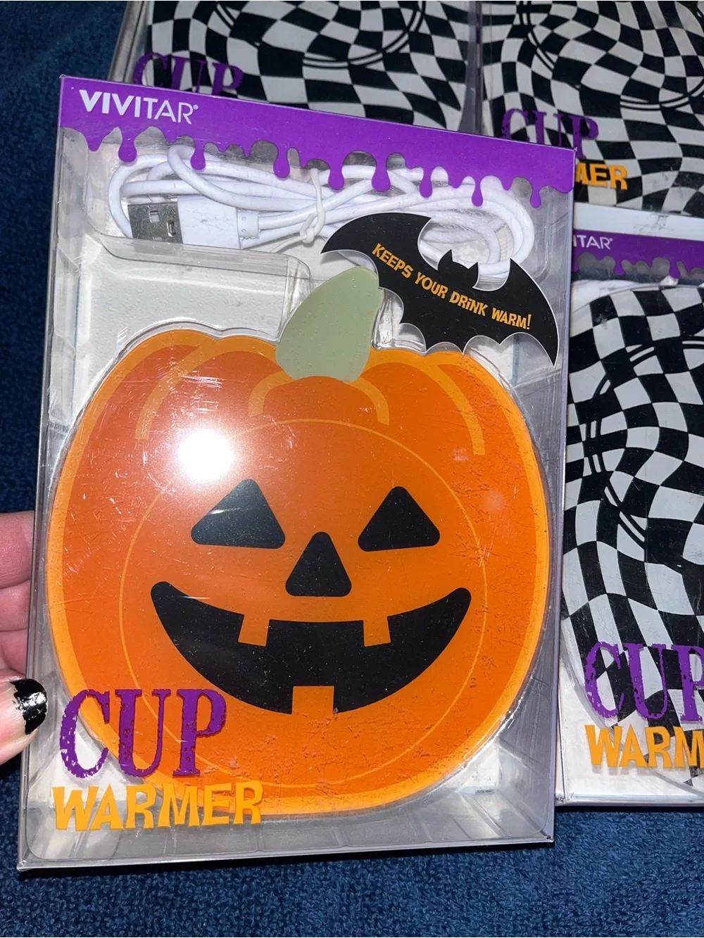 Halloween Cup Warmers - Black & White Swirl and Orange Pumpkin Lot of 5 NWT